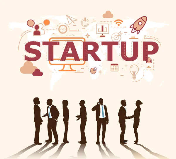 Gruppe von Geschäftsleuten plant erfolgreiches Start-up — Stockvektor