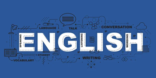 Englisches Wort für Bildung mit Symbolen flaches Design — Stockvektor