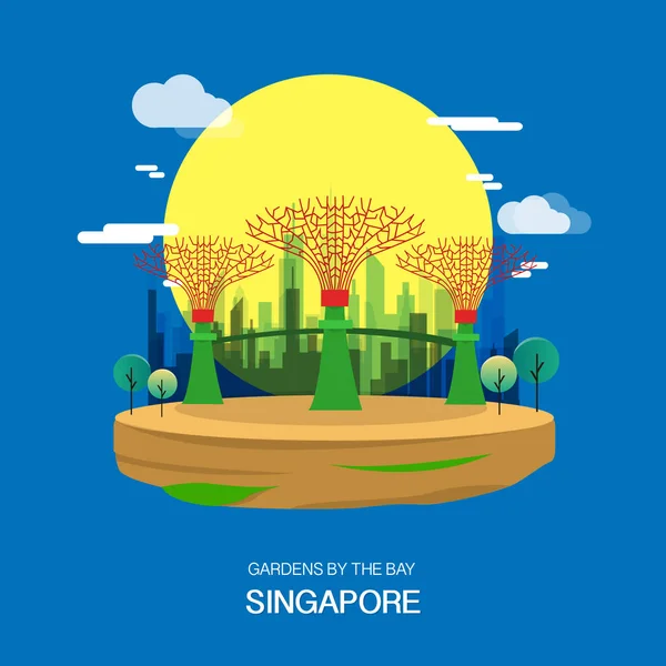 Jardines de la Bahía Singapur Garden City illustration design.ve — Vector de stock
