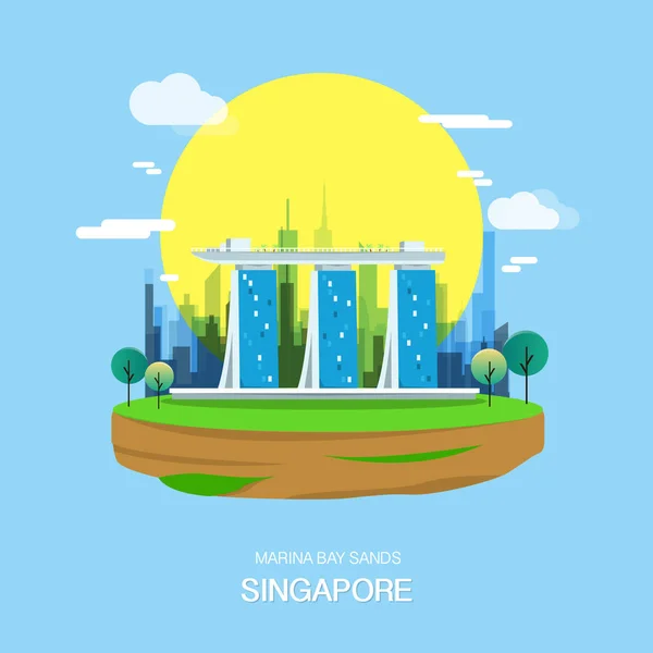 Maina Bay areias marco e atraente cidade em Singapore.vector —  Vetores de Stock