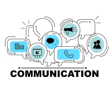 İş illüstrasyon tasarımı için iletişim Icons set