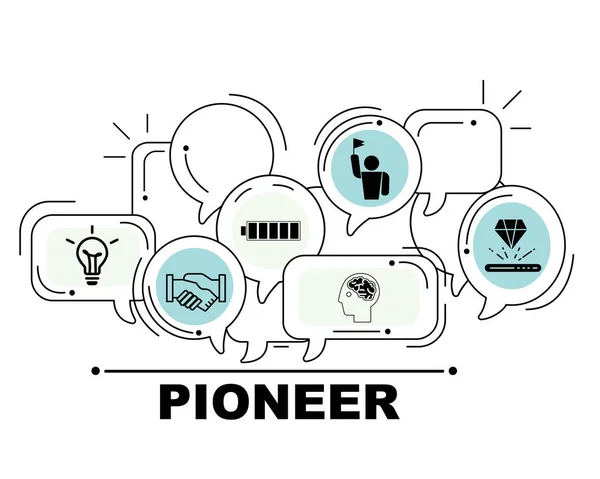 Pioneer icons set for business illustration design — Stock Photo, Image