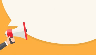 Megafon tutarak ve kabarcık reklam için konuşmak