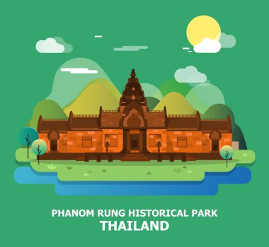 Thailand.vector Phanom basamak Tarih Parkı ünlü yerde