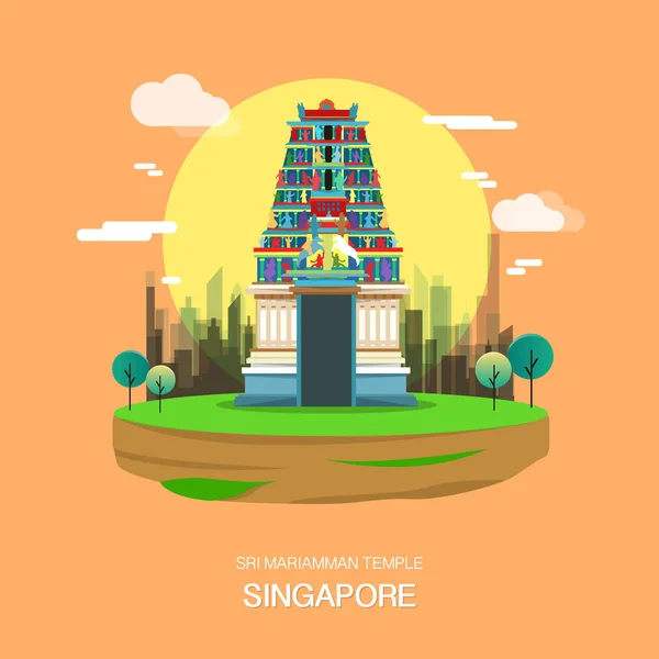 Tempio Sri mariamman punto di riferimento a Singapore illustrazione design.v — Vettoriale Stock