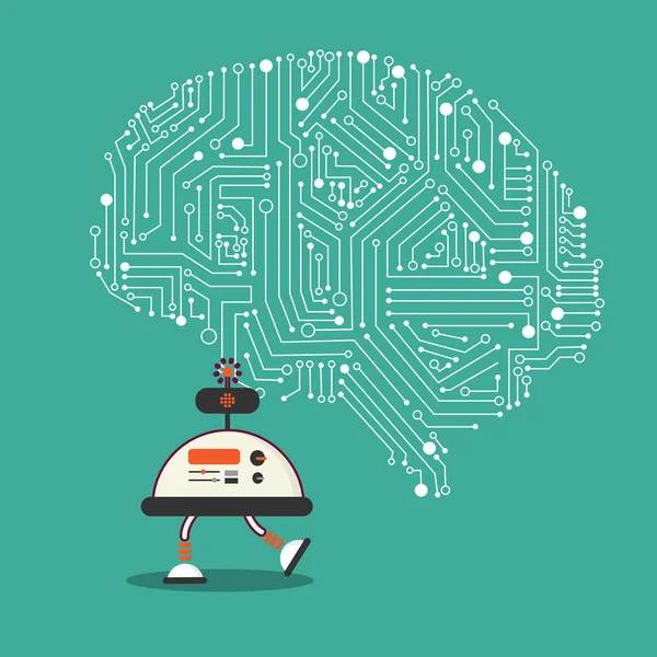 AI robot beyin mekanizması illüstrasyon tasarımı ile — Stok Vektör