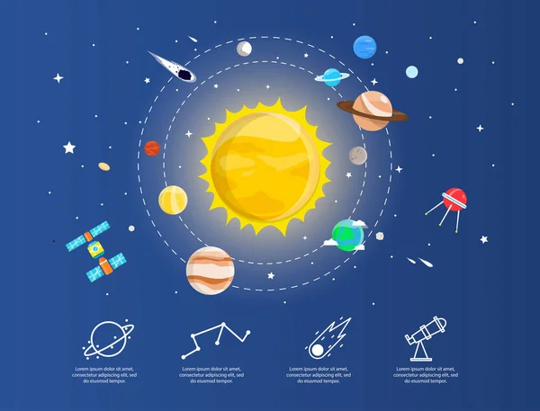 Système solaire avec planètes dans la galaxie illustration design — Image vectorielle
