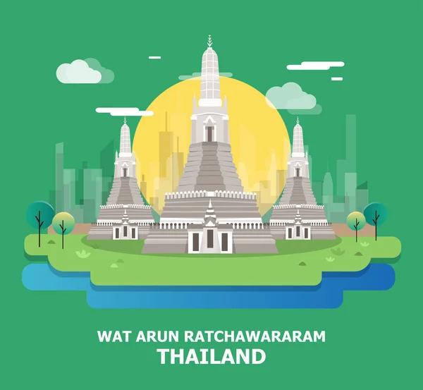 Wat arun ratchawararam historischer Tempel in thailnad.vector — Stockvektor