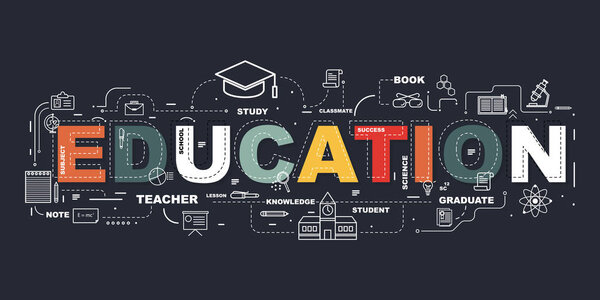 Design Concept Of Word EDUCATION Website Banner.