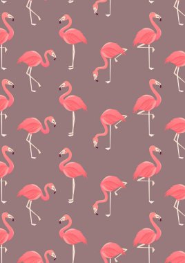 Dikişsiz flamingo desen vektör çizim