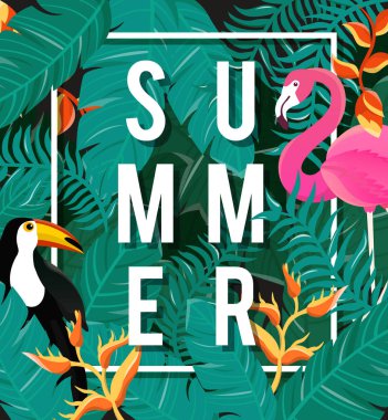 Tropik çiçekler arka plan. Yaz tasarım. Vektör. 