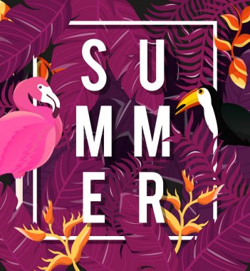 Tropik çiçekler arka plan. Yaz tasarım. Vektör. 