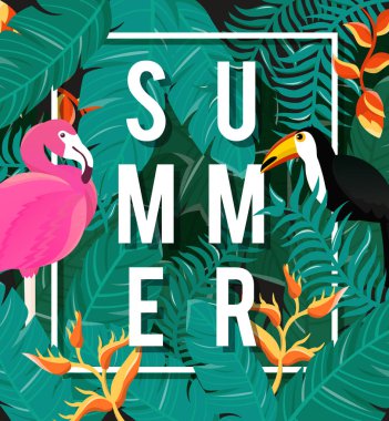 Tropik çiçekler arka plan. Yaz tasarım. Vektör. 