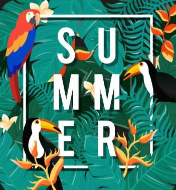 Tropik çiçekler arka plan. Yaz tasarım. Vektör. 