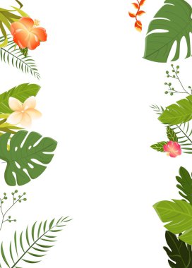 Tropik çiçekler arka plan. Yaz tasarım. Vektör. 