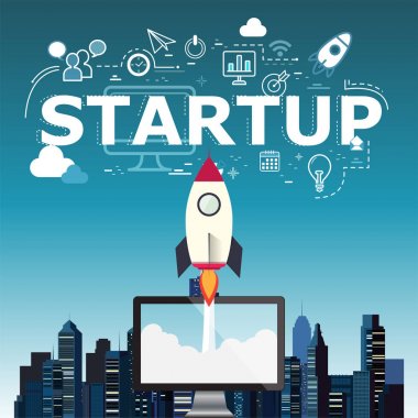 Başlangıç ortamı için bilgisayarda Rocketship.