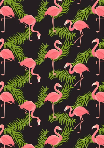 Sem costura flamingo fundo padrão vetor ilustração — Vetor de Stock