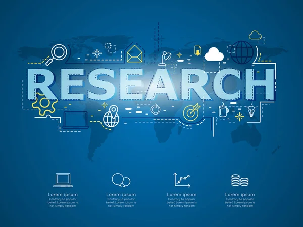 Infografía creativa de la investigación empresarial con mapa del mundo — Archivo Imágenes Vectoriales