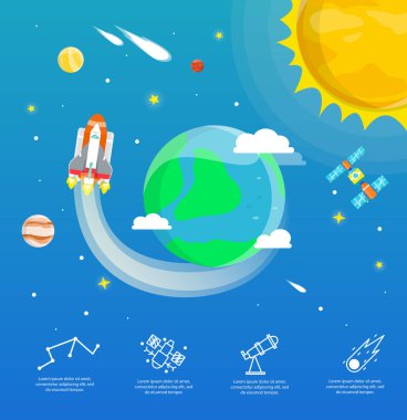 Dünya Infographic evren kavramı.