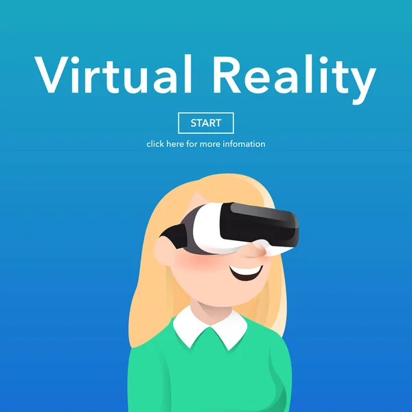 Menina vestindo óculos de realidade virtual. — Vetor de Stock