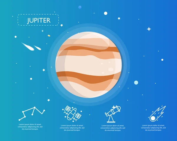 L'infographie de Jupiter dans le concept de l'univers . — Image vectorielle