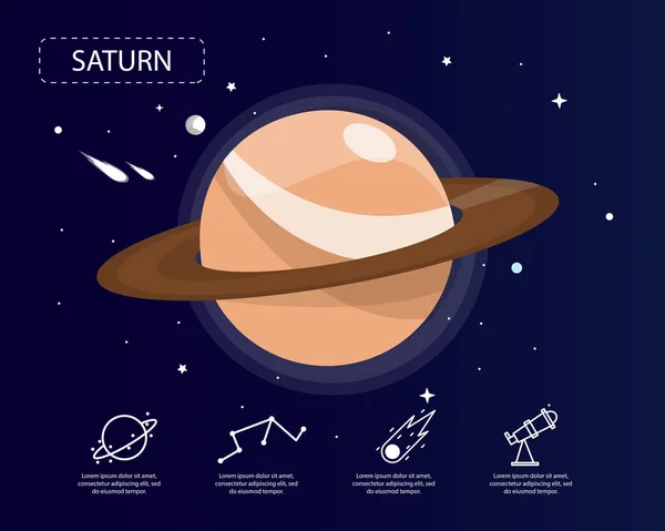 De infographic van de Saturnus in universum concept. — Stockvector