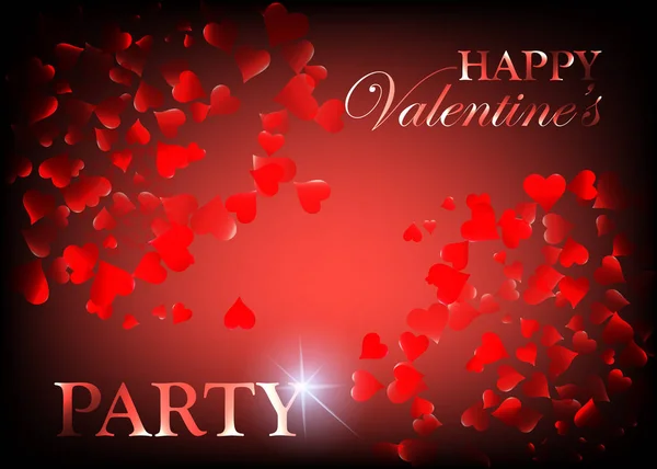 Valentinstag Party-Design-Karte Banner mit Herzen. Vektor happy valentine love poster illustration. Parteiausweis — Stockvektor