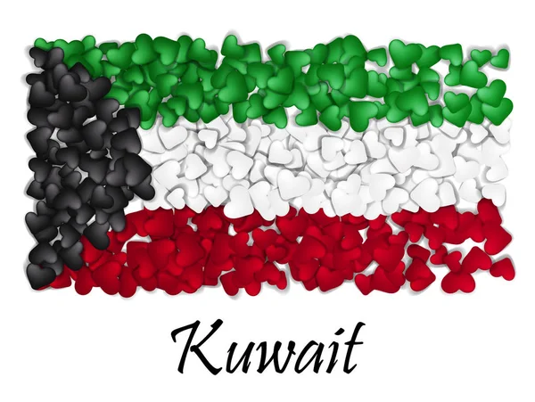 Flag Love Kuwait. Flag Heart Glossy. With love from Kuwait. Made in Kuwait. Kuwait national independence day. Sport team flag. — Stock Vector