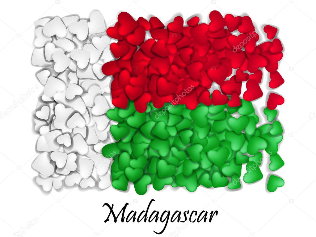 Flag Love Madagascar. Flag Heart Glossy. With love from Madagascar. Made in Madagascar. Madagascar national independence day. Sport team flag. Island. Madagascar food