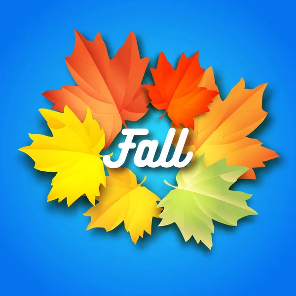 Automne fond vectoriel avec des feuilles sur fond avec des nuances. Cadre de feuilles colorées d'automne — Image vectorielle
