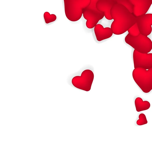 角に幸せなバレンタインの日ロマンチックなデザイン要素です。赤 3 d 現実的な心。バナー、チラシ、はがきテンプレート デザイン — ストックベクタ