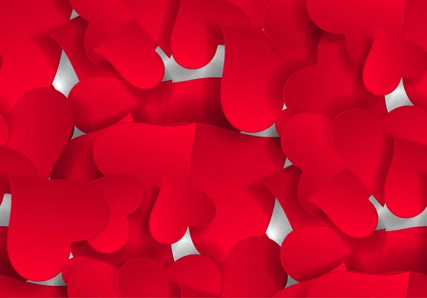 Papel corazones San Valentín tarjeta de fondo. Vector abstracto patrón sin costura con corazones. Los corazones de papel cortan el confeti del papel . — Vector de stock