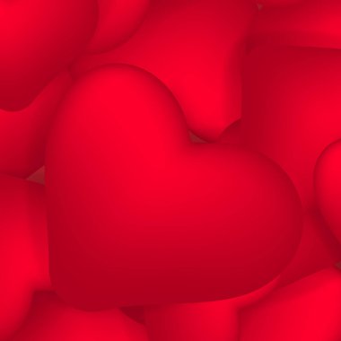 Büyük kırmızı kalpler uçan vektör. Vektör arka plan çok gerçekçi yumuşak kalp ile. Mutlu Sevgililer günü