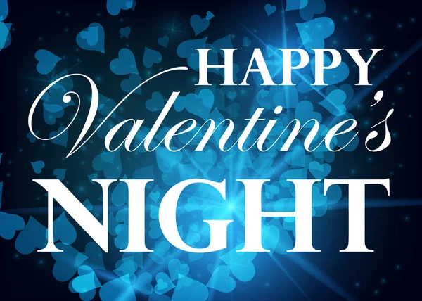 Valentine dag partij ontwerp kaart banner met bokeh. Happy valentine s nacht poster vectorillustratie. Party feest ontwerp in neon licht — Stockvector
