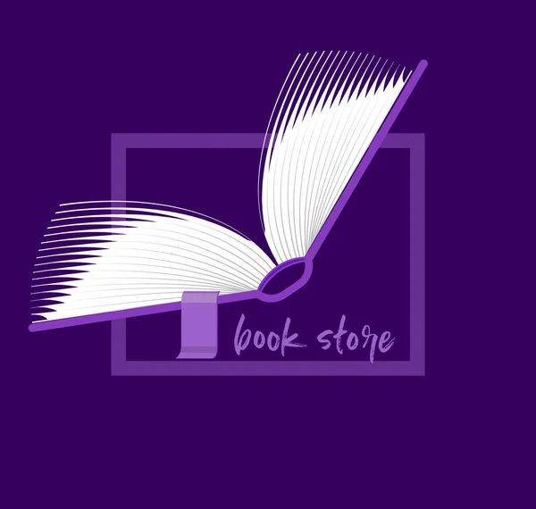 Logotipo do livro, lançando páginas do livro aberto, emblema da livraria ou biblioteca —  Vetores de Stock