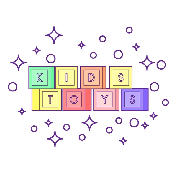 Логотип дитячого магазину іграшок, зроблений з блоків з літерами. Векторні ілюстрації — стоковий вектор