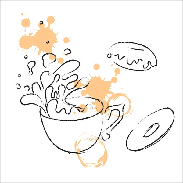 Рука Намальована Чашка Кави Напій Гарячого Чаю Символ Чаю Векторні — стоковий вектор