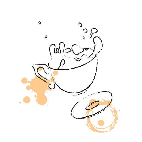 手描きのコーヒーカップ 熱々のお茶を飲む ティーカップのシンボル ベクトル — ストックベクタ