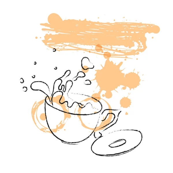 Рука Намальована Чашка Кави Напій Гарячого Чаю Символ Чаю Векторні — стоковий вектор