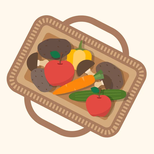 Basket with food, fruits and vegetables.