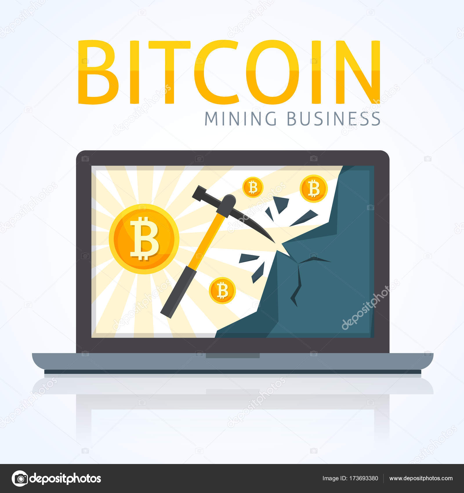 Bitcoin Mining Konzept Kryptowahrung Im Computer Mit Internet Zu - 