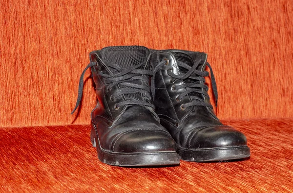Stare Czarne Buty Skórzane Vintage — Zdjęcie stockowe