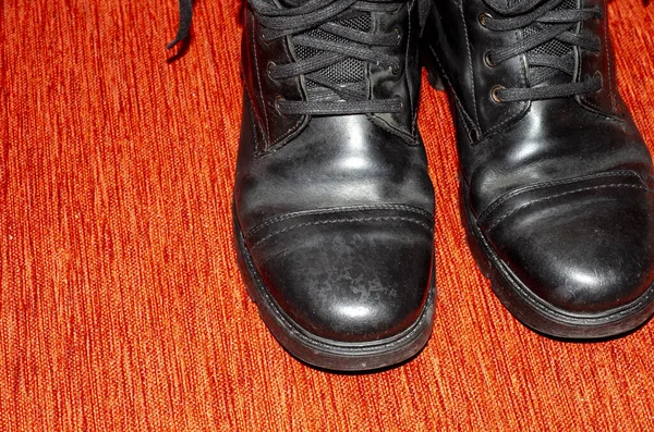 Old Black Leather Boots Vintage — Stock Photo, Image