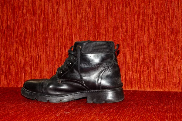 Alte Schwarze Lederstiefel Vintage — Stockfoto