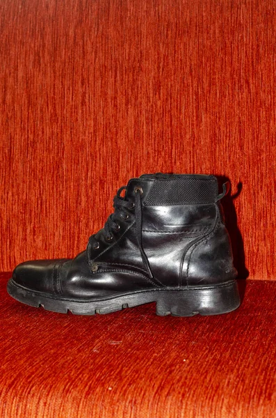 Old Black Leather Boots Vintage — Stock Photo, Image