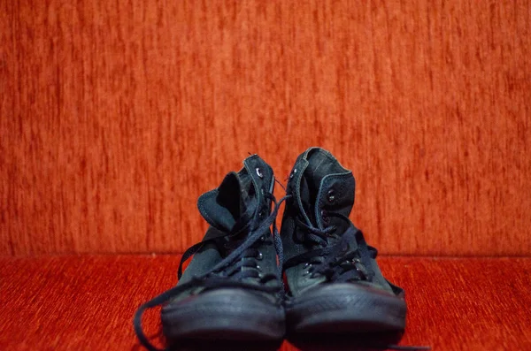 Velho Preto Elegante Sapatos Vintage — Fotografia de Stock