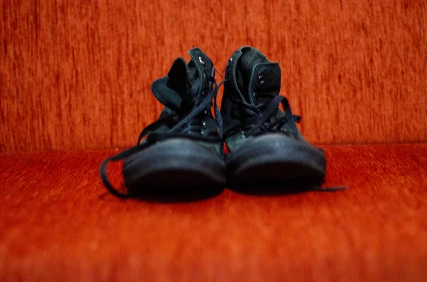 Παλιά Μαύρα Στυλάτα Παπούτσια Vintage — Φωτογραφία Αρχείου