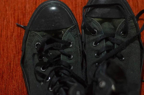 Zapatos Con Estilo Negro Antiguo Vintage —  Fotos de Stock
