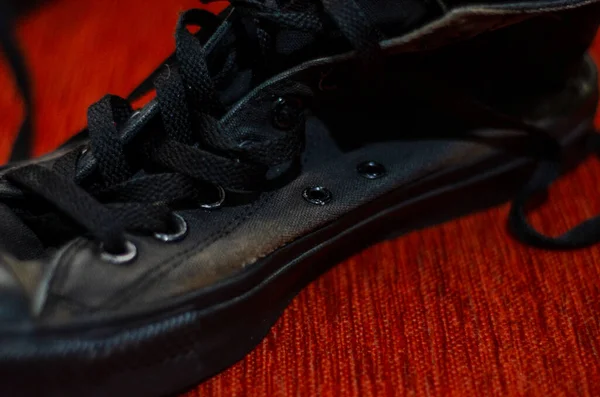 ラッグブラックスタイリッシュな靴 ヴィンテージブラックスタイリッシュな靴 — ストック写真