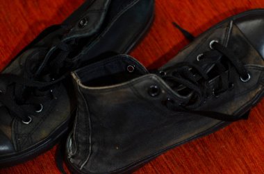 Ragged Black Stylish Shoes, Vintage Black Stylish Shoes